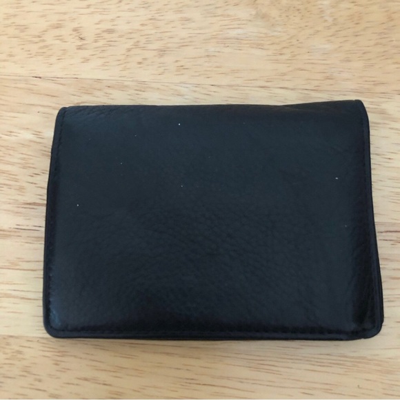 Stone Mountain wallet leather billfold L shape trifold card holder black crackle - Picture 8 of 11